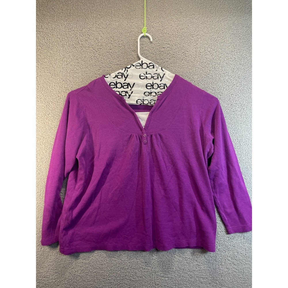 Covington Women's Thermal Waffle Knit Pullover Top 20-22W Purple